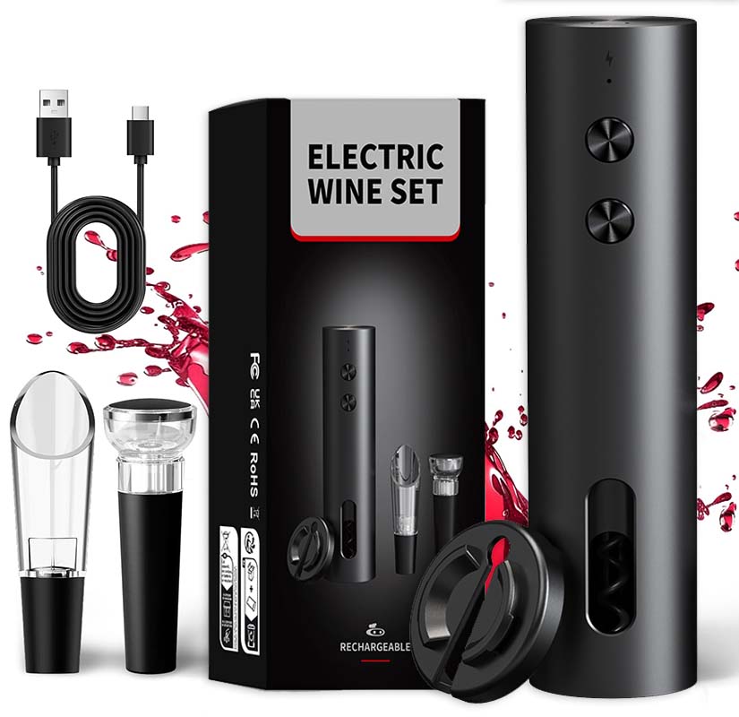 Wine Beer And Liquor - 4-in-1 Electric Bottle Wine Opener Set