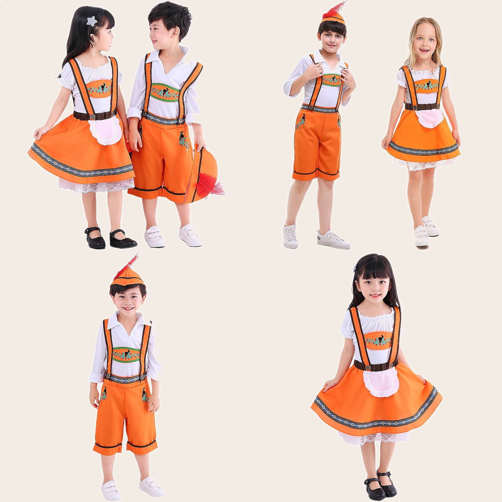 Beer & Wine Grab - Children's Orange Traditional Folk Costume 6/1
