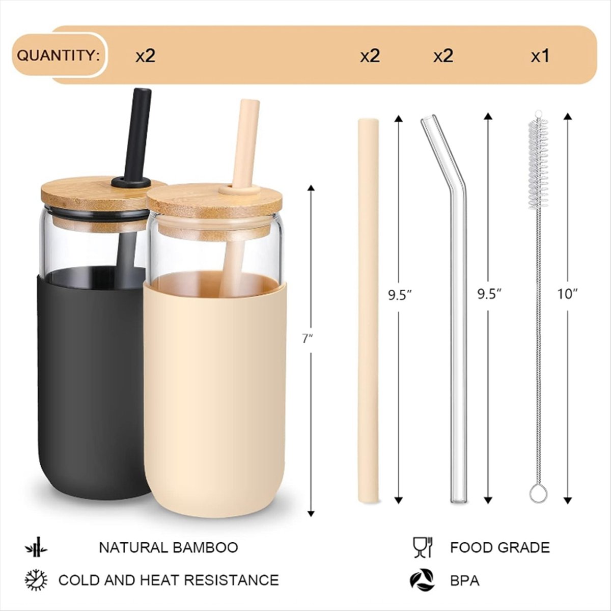 2Colors 20 OZ Glass Cups with  - огляд і ціна Beer & Wine Grab